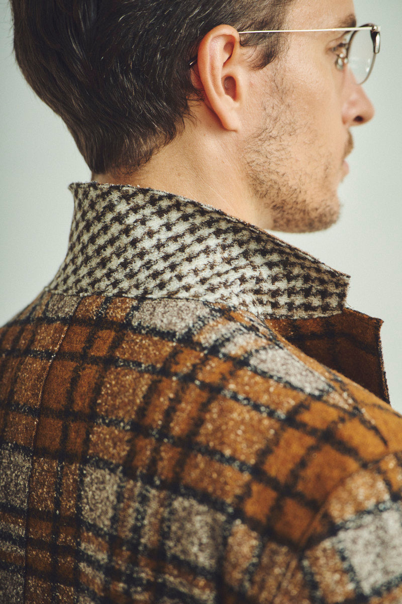 タータンチェックウールジャケット / VAR1 ブラウン