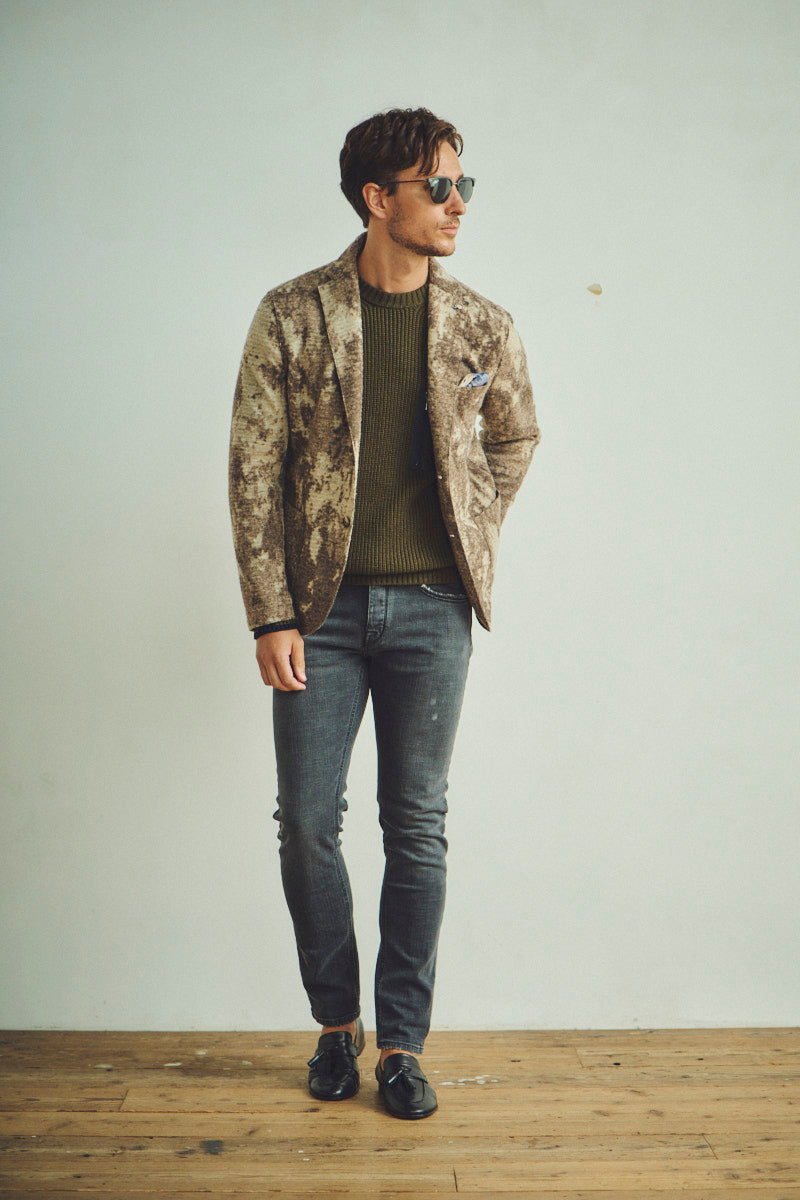 マーブルデザイン ライトウールジャケット / CASTORO ブラウン系