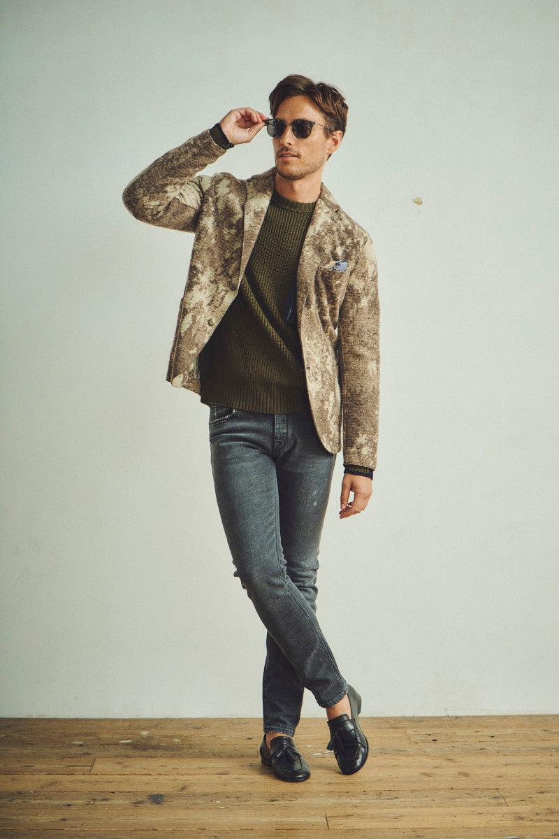 マーブルデザイン ライトウールジャケット / CASTORO ブラウン系