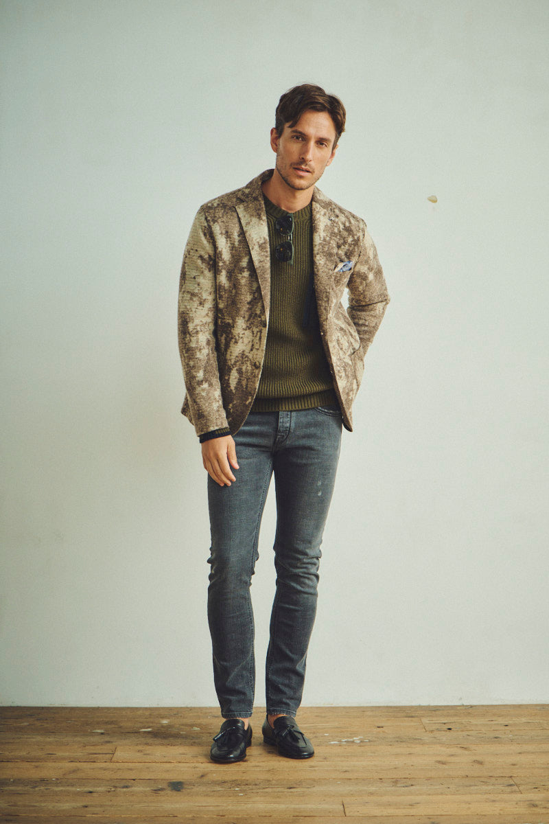 マーブルデザイン ライトウールジャケット / CASTORO ブラウン系