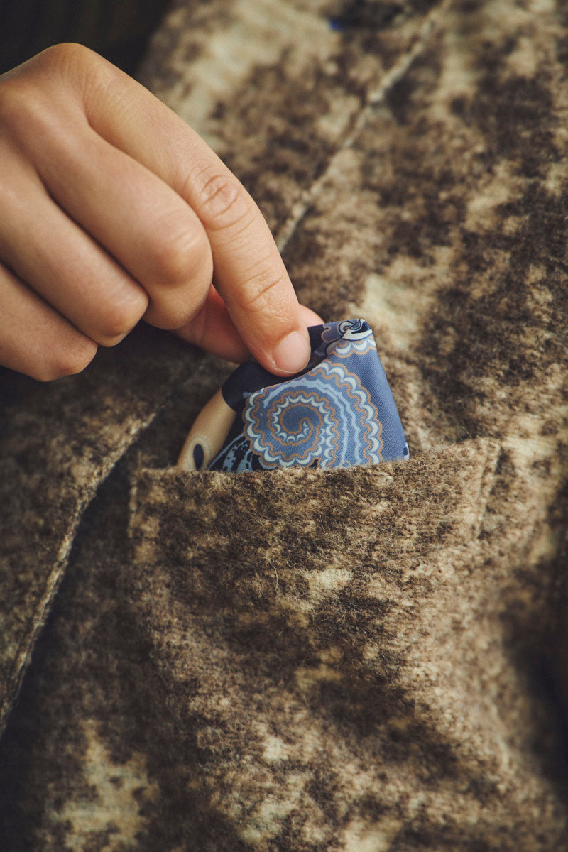 マーブルデザイン ライトウールジャケット / CASTORO ブラウン系