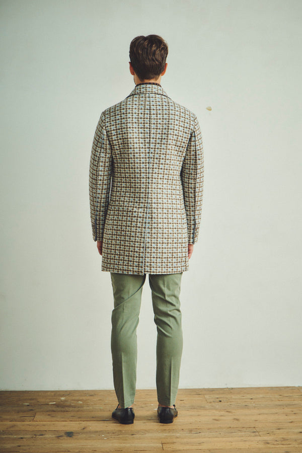 レトロパターンボンディングチェスターコート / Col:VAR2 ブラウン系