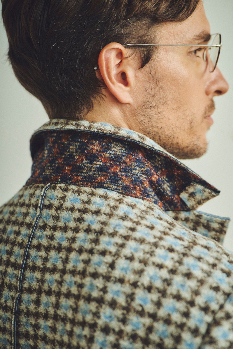 レトロパターンボンディングチェスターコート / Col:VAR2 ブラウン系