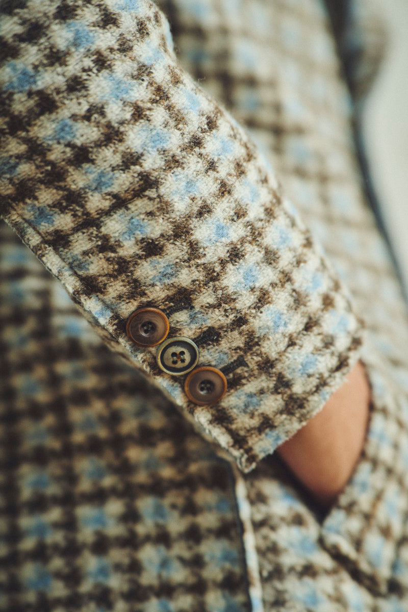 レトロパターンボンディングチェスターコート / Col:VAR2 ブラウン系