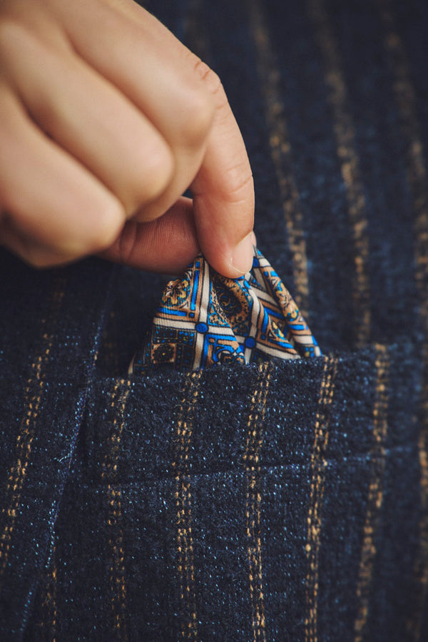 ピンストライプテクスチャードジャケット / Col:VAR1 ネイビー系