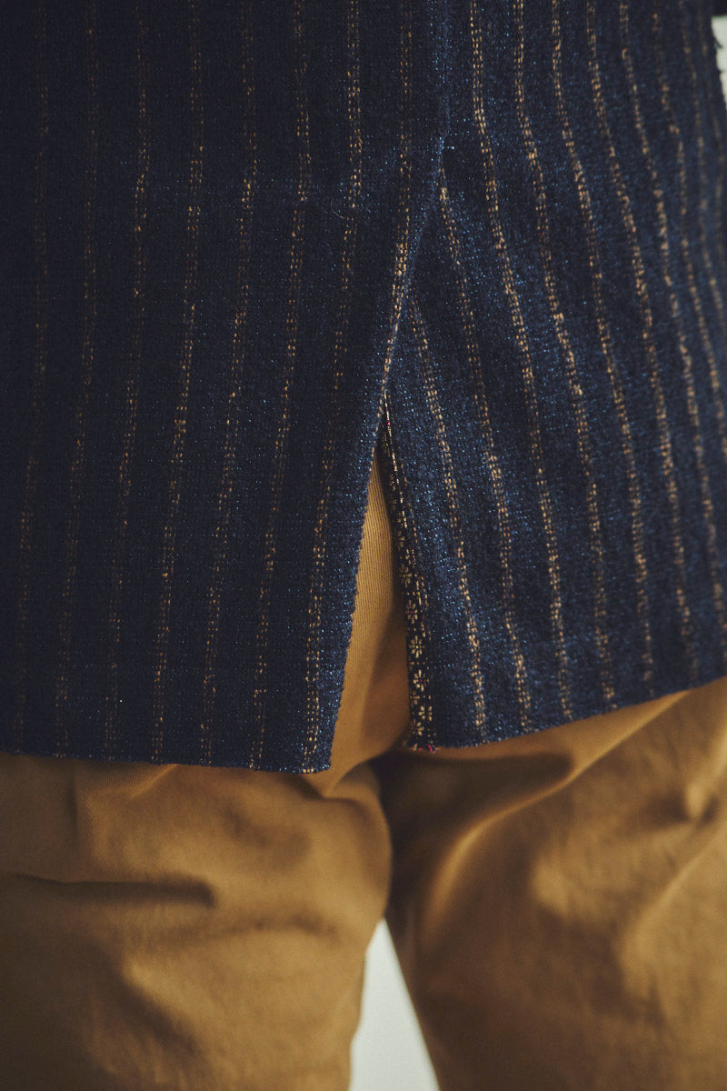 ピンストライプテクスチャードジャケット / Col:VAR1 ネイビー系