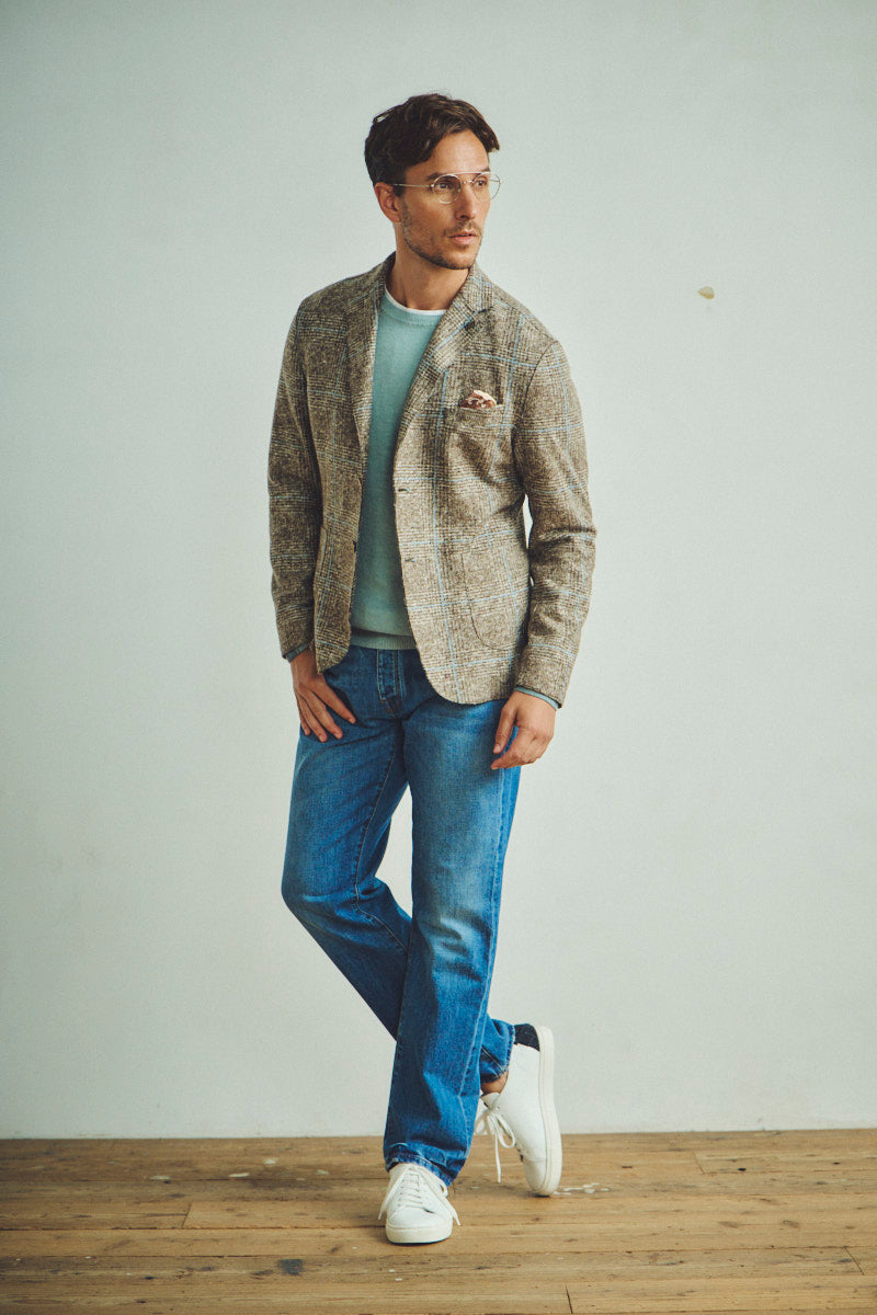 ポケッタブルチェックパターンウールジャケット / Col:VAR1 グレー系