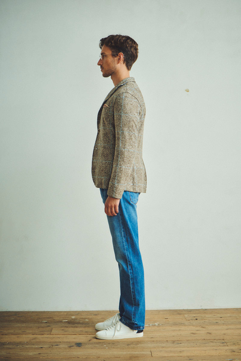 ポケッタブルチェックパターンウールジャケット / Col:VAR1 グレー系