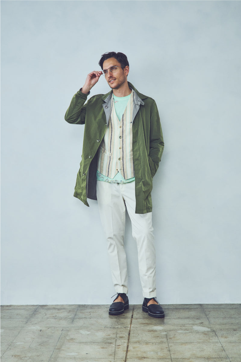 【25SS】Reversible Nylon Coat / col:MILITARE PERLA カーキ系