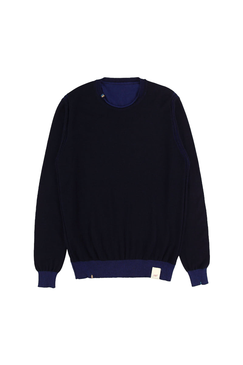 24AW】Crewneck knit HARD №074741730 / BLU CHINA ネイビー×ブルー