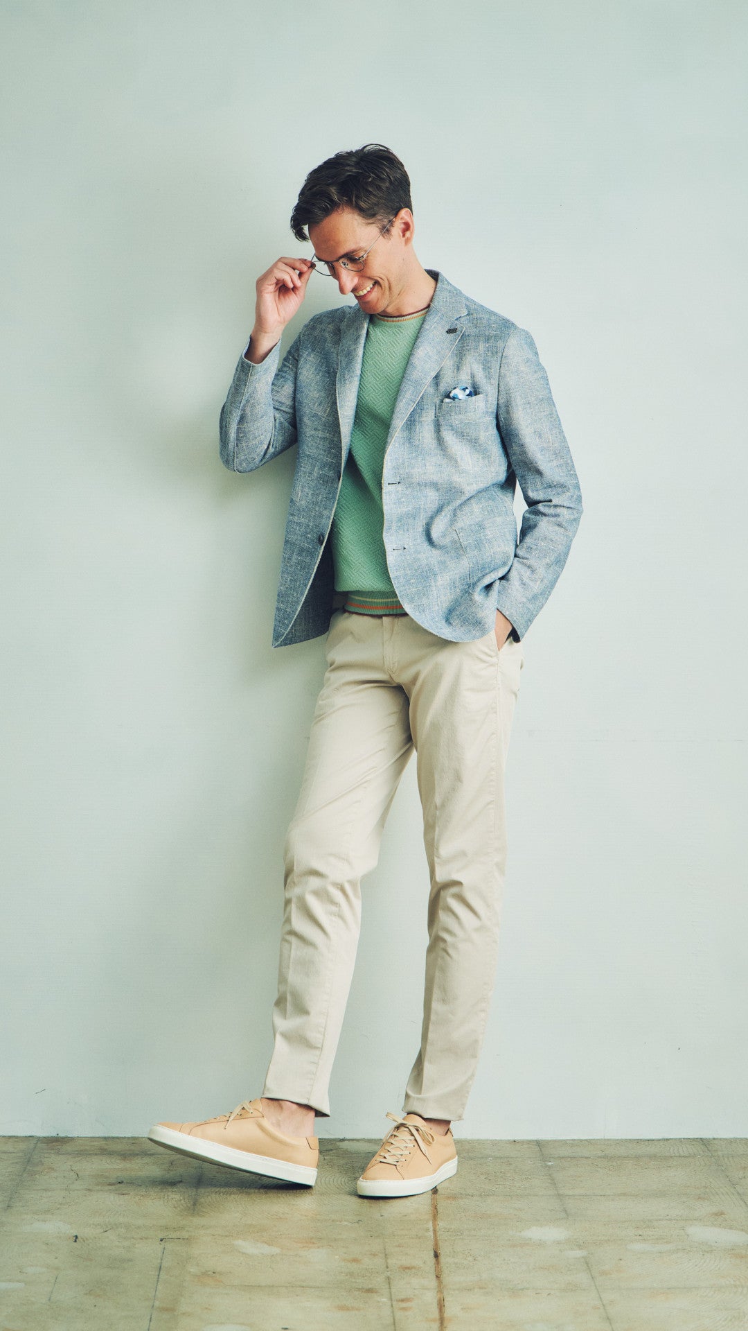 PICKY591U スラブメランジイージージャケット / CELESTE スカイブルー