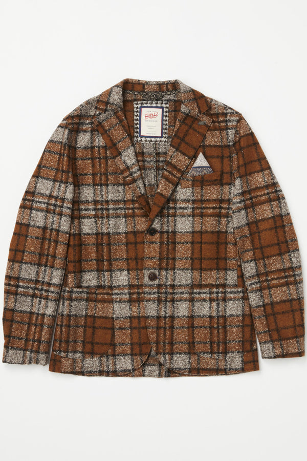 タータンチェックウールジャケット / VAR1 ブラウン
