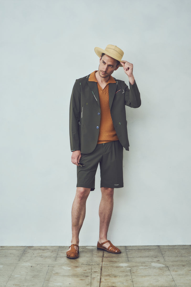 【25SS日本別注】Handmade Embroidery Eazy Short Pants / Col:MILITARE
