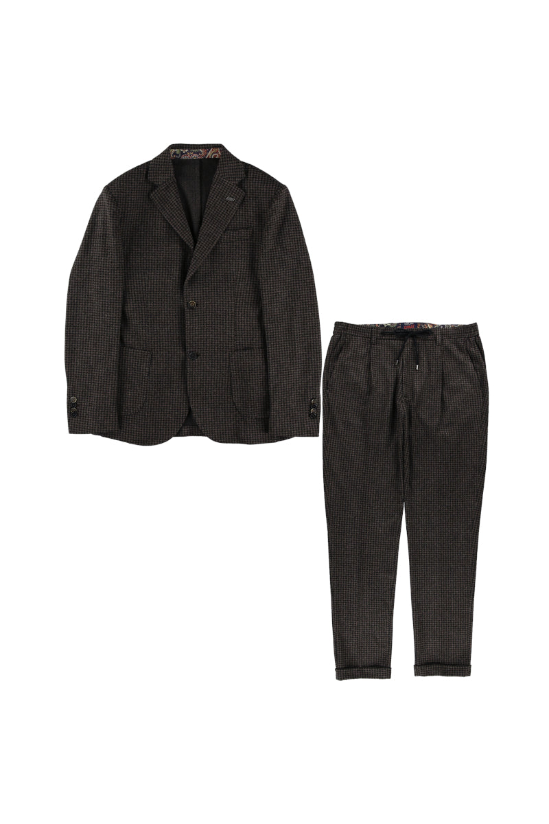 ハウンドトゥースカジュアルスーツ / VAR1 ブラウン