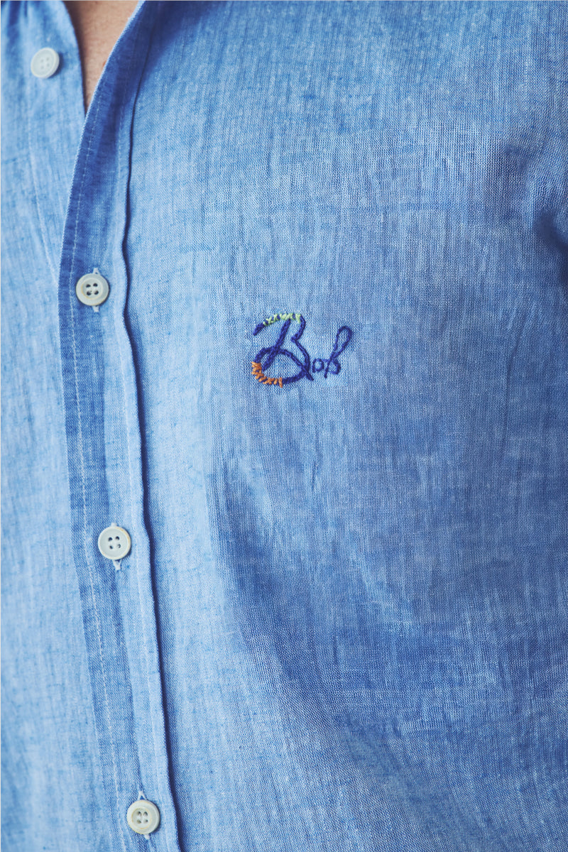 ワンポイントロゴハンドステッチシャツ / Col:AZZURO