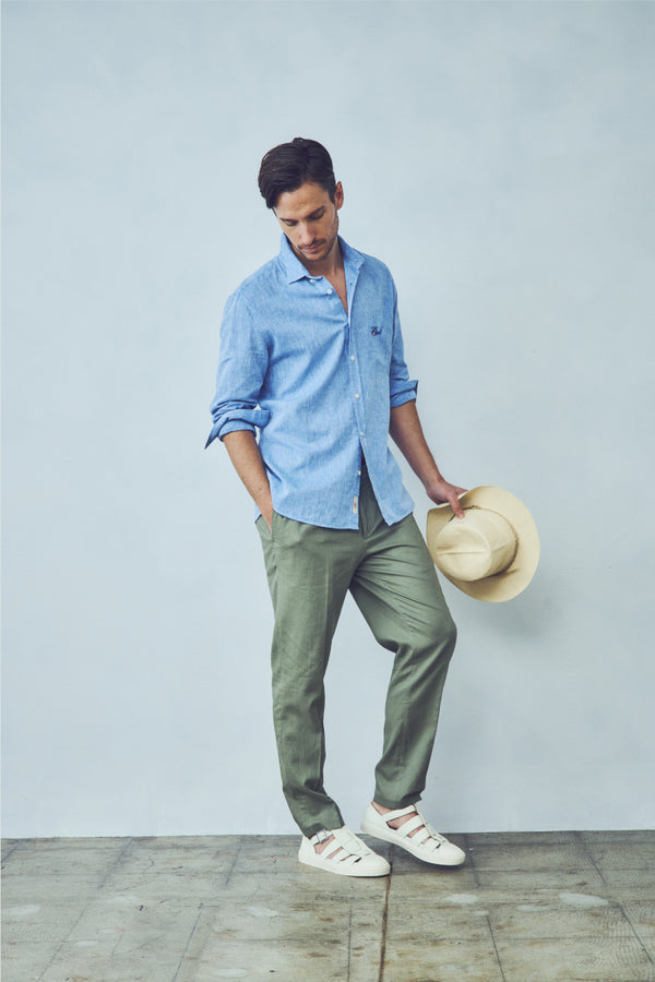 ワンポイントロゴハンドステッチシャツ / Col:AZZURO