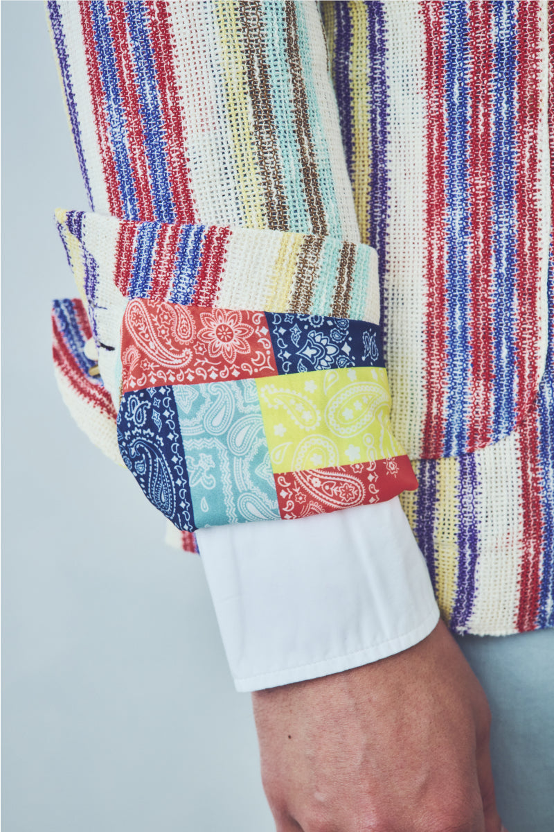 ランダムストライプカラミ織ジャケット / Col:VAR1 マルチ