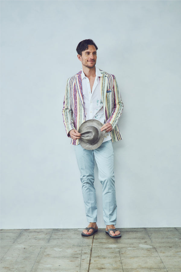 ランダムストライプカラミ織ジャケット / Col:VAR1 マルチ