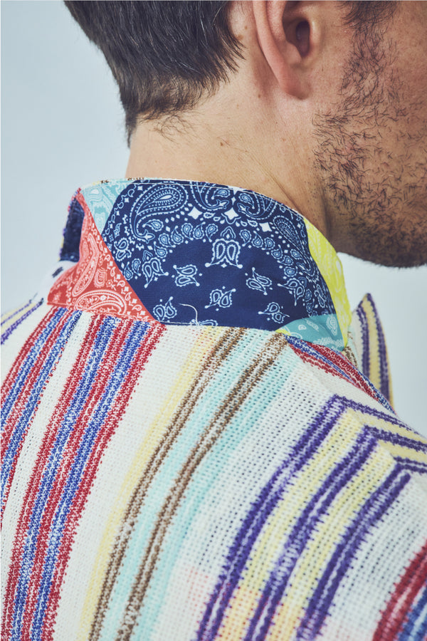 ランダムストライプカラミ織ジャケット / Col:VAR1 マルチ