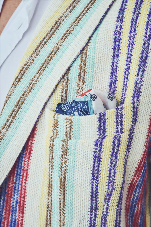 ランダムストライプカラミ織ジャケット / Col:VAR1 マルチ