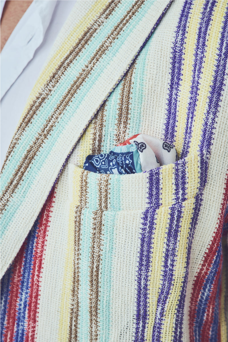 ランダムストライプカラミ織ジャケット / Col:VAR1 マルチ