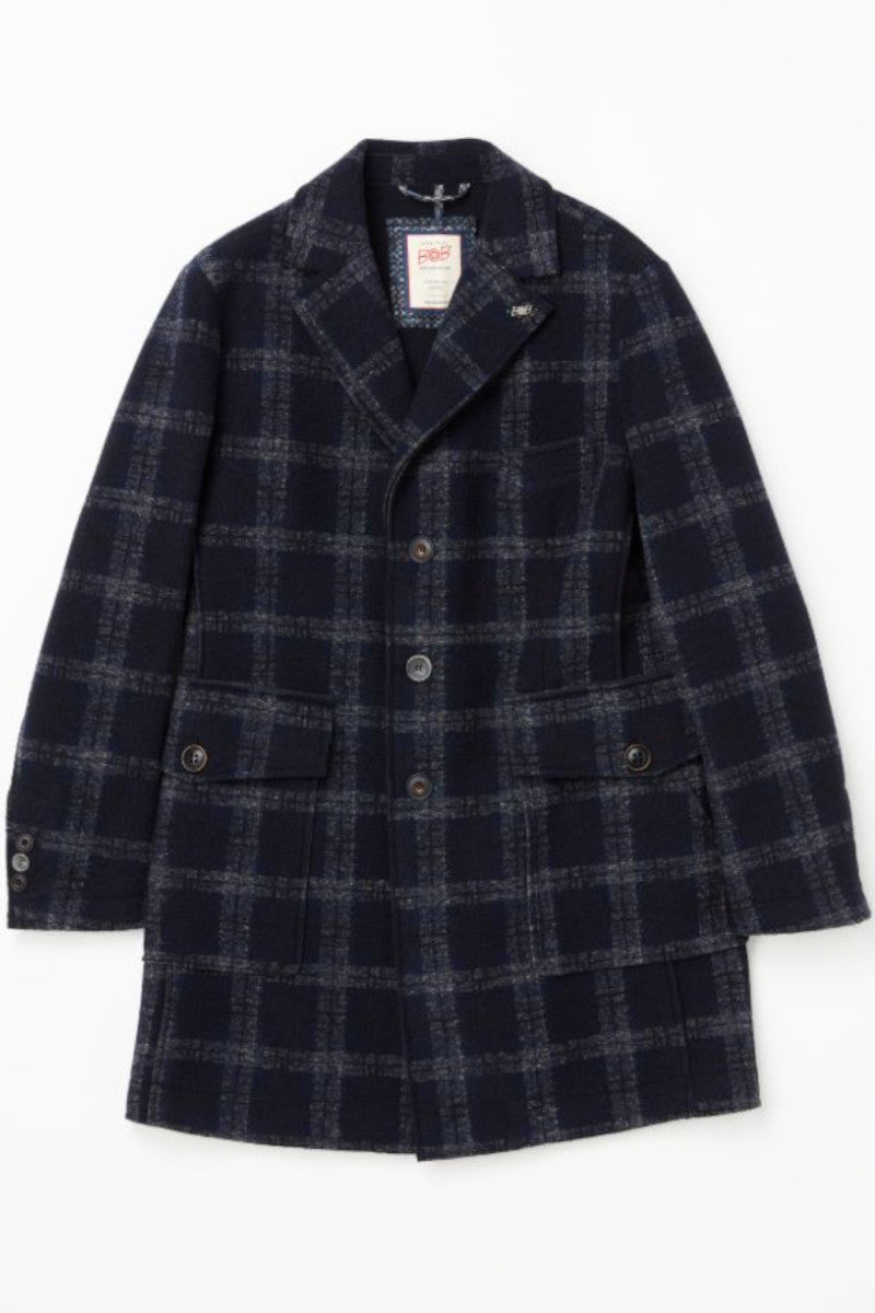 ボンディングチェックチェスターコート / Col:VAR1 ネイビー系