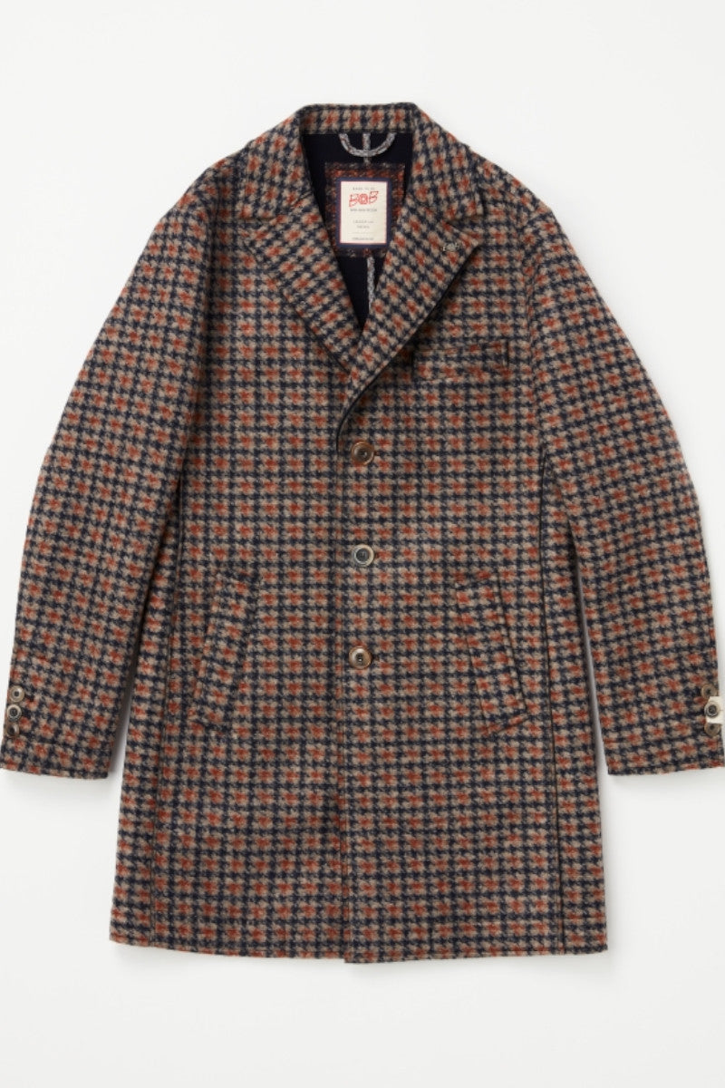 レトロパターンボンディングチェスターコート / Col:VAR2 ブラウン系