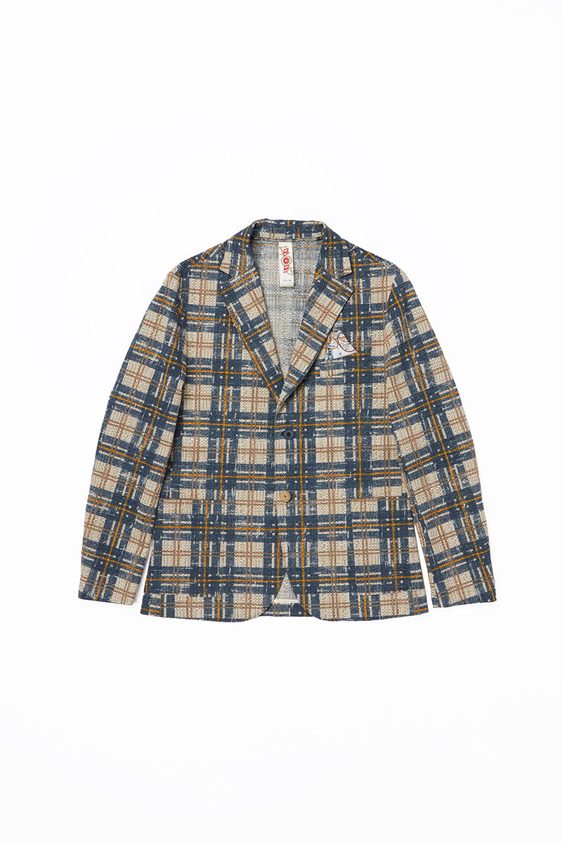チェックパターンプリントイージージャケット / Col:VAR1 ブルーチェック