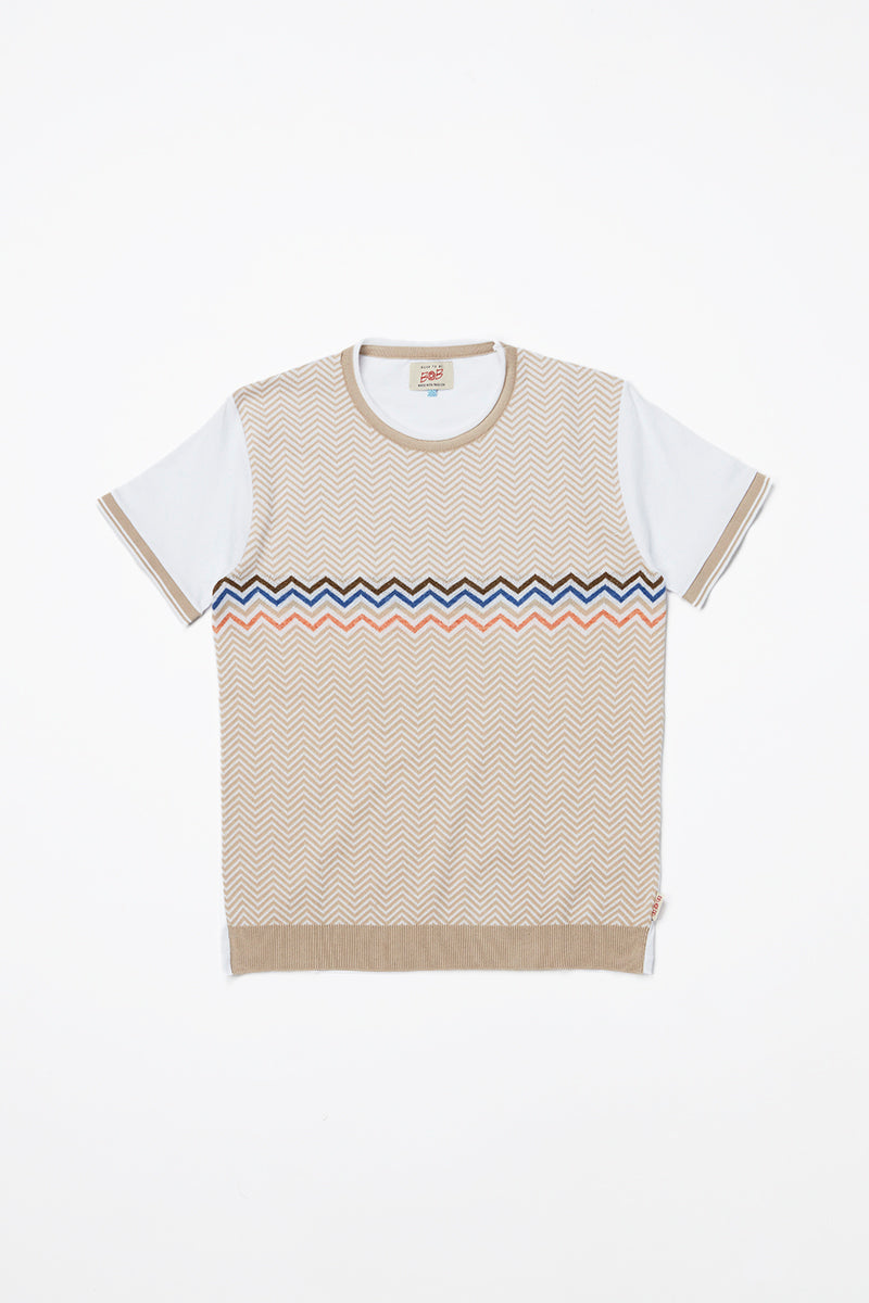 ウェーブデザインフロントニットTシャツ / Col:VAR1 ベージュ系