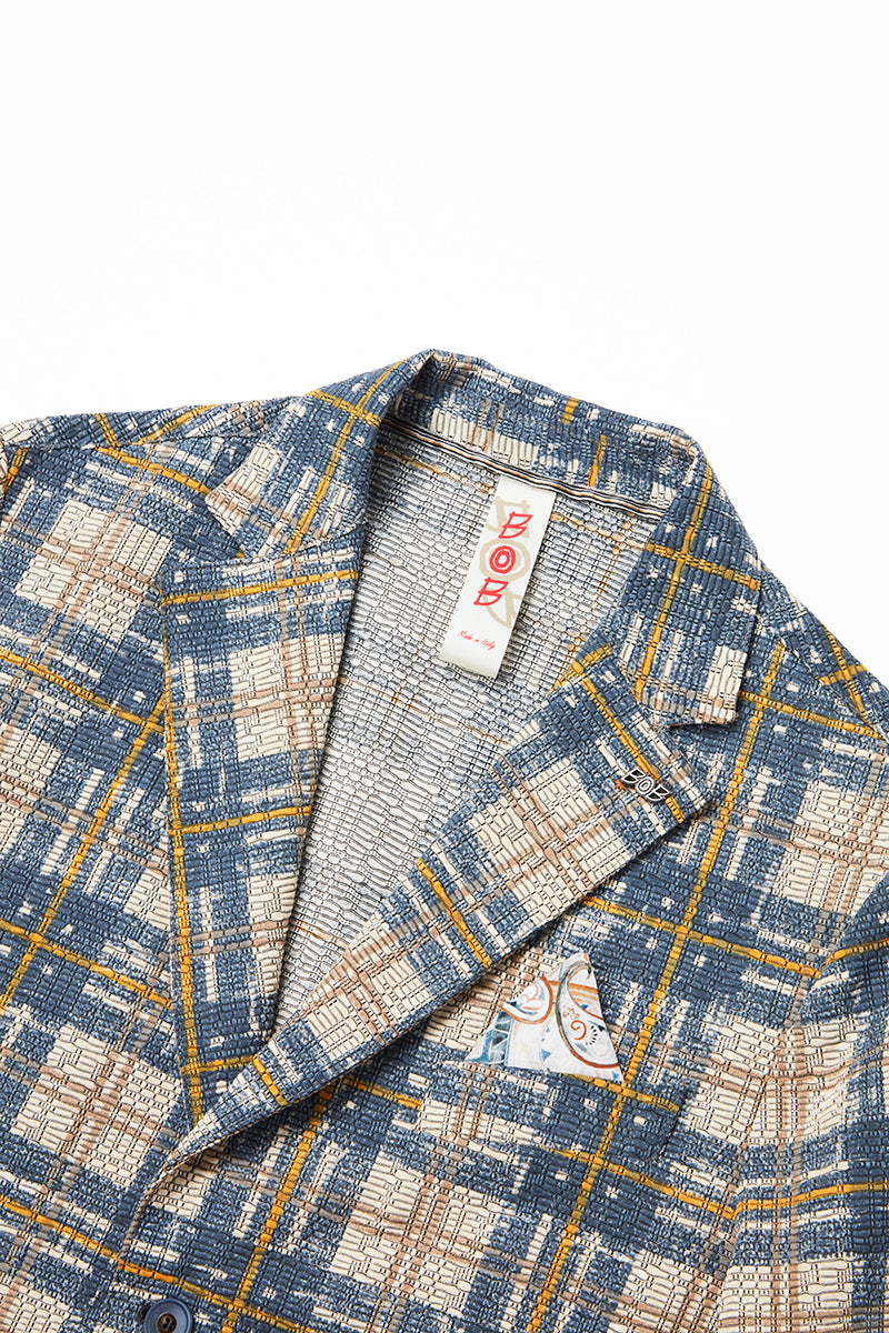 チェックパターンプリントイージージャケット / Col:VAR1 ブルーチェック