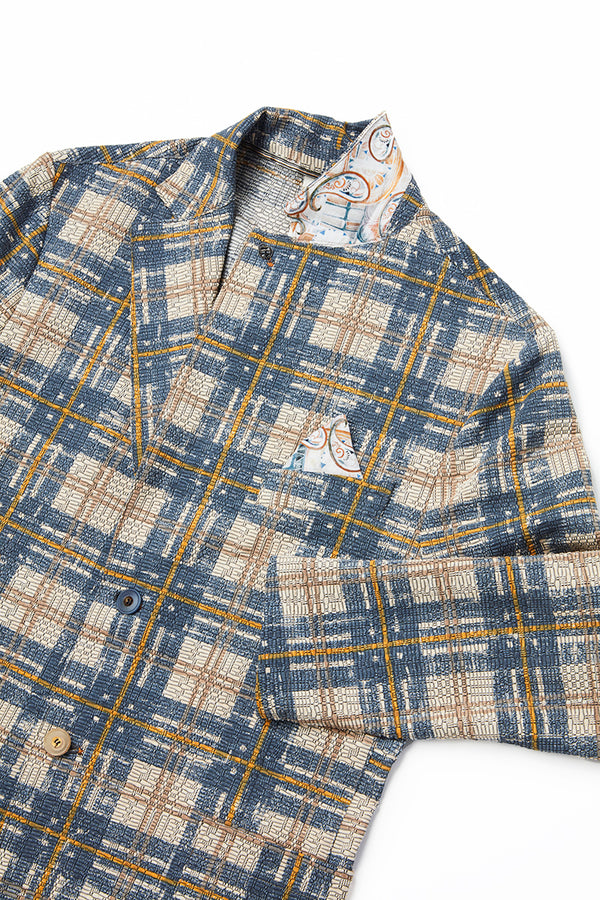 チェックパターンプリントイージージャケット / Col:VAR1 ブルーチェック