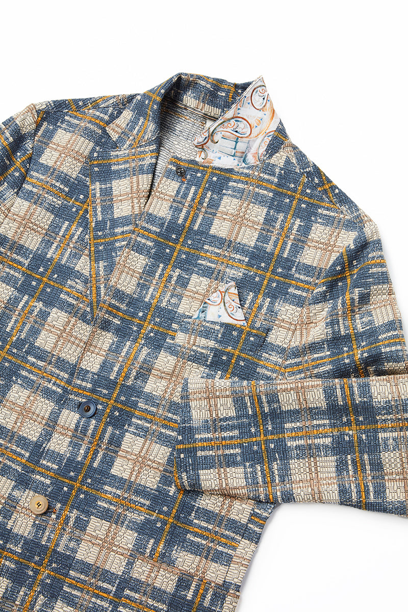 チェックパターンプリントイージージャケット / Col:VAR1 ブルーチェック