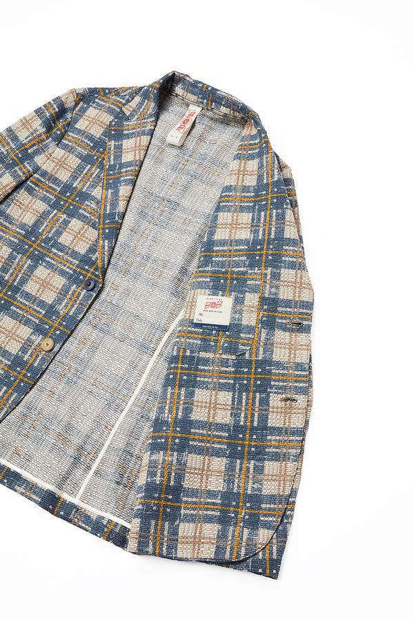 チェックパターンプリントイージージャケット / Col:VAR1 ブルーチェック