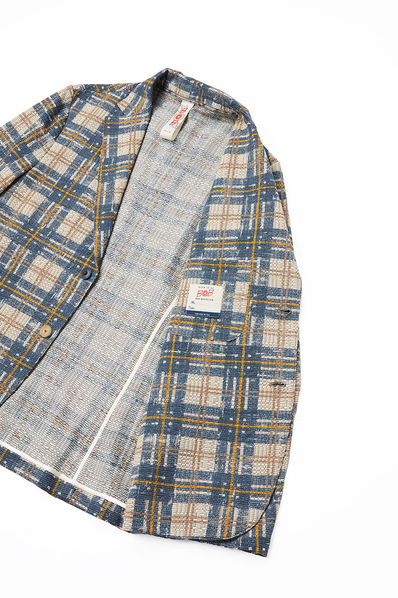 チェックパターンプリントイージージャケット / Col:VAR1 ブルーチェック