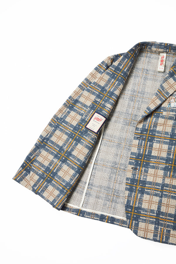 チェックパターンプリントイージージャケット / Col:VAR1 ブルーチェック