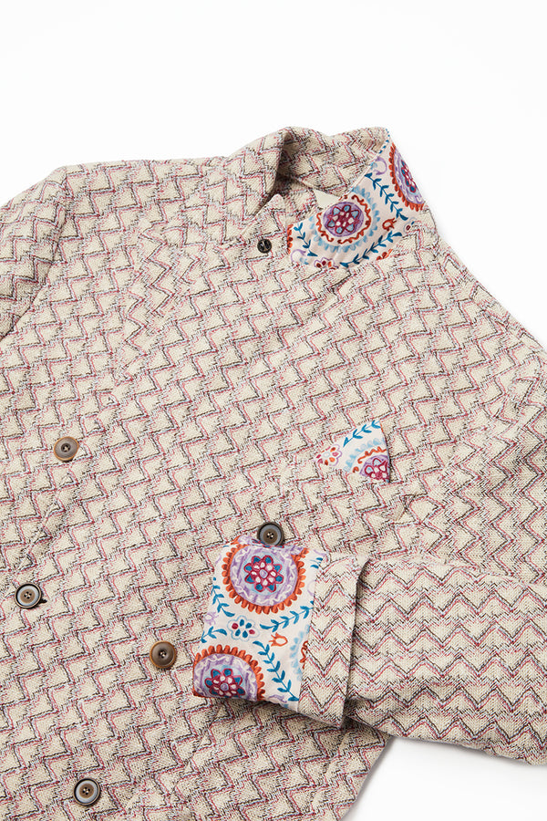 ダブルブレストラッセルニットジャケット / Col:VAR1