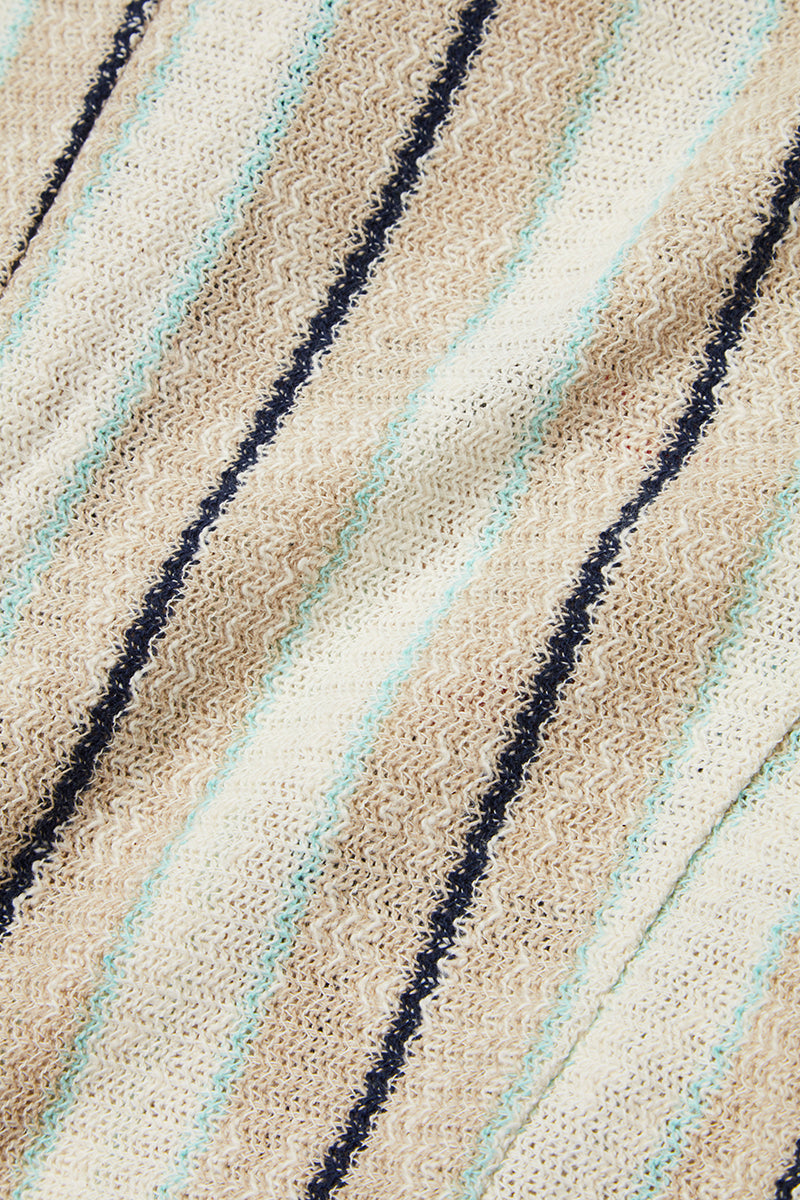 ストライプパターンラッセルニットジャケット / Col:VAR1 サンドベージュ系