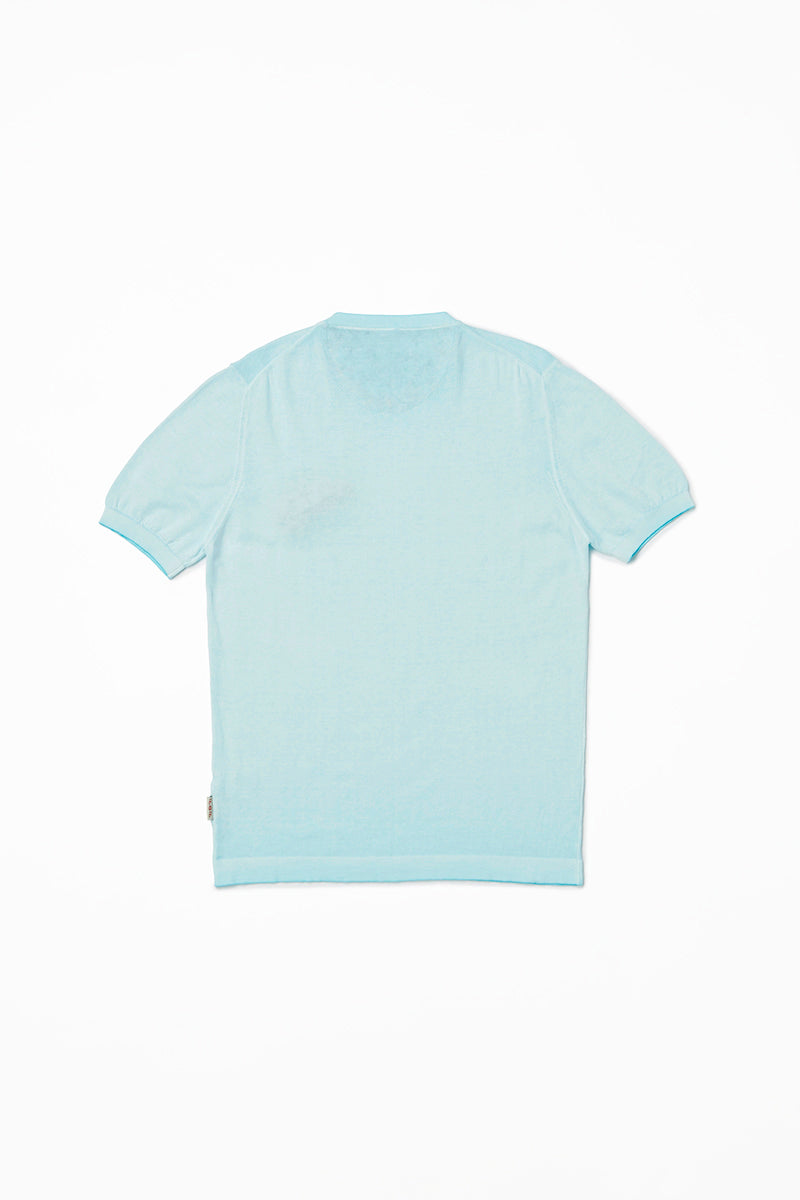 ガーメントダイニットTシャツ / Col:CIELO スカイブルー
