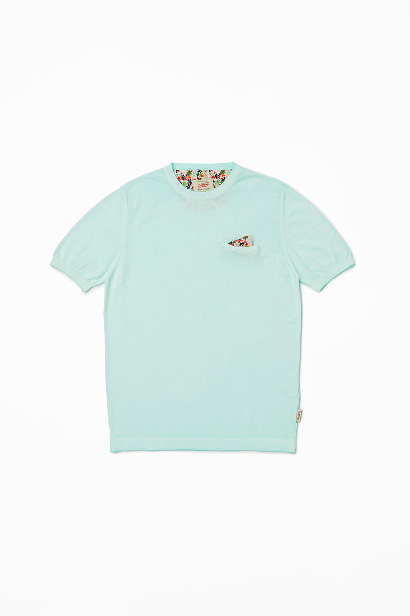 ガーメントダイニットTシャツ / Col:ACQUA アクアブルー