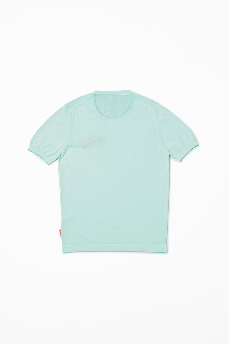ガーメントダイニットTシャツ / Col:ACQUA アクアブルー