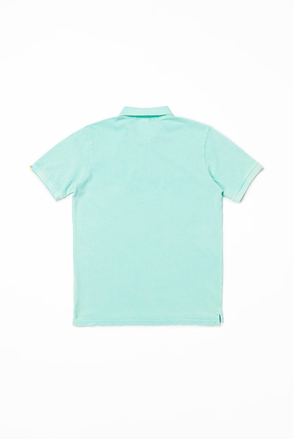 ワンポイントロゴ ハンドステッチポロシャツ Polo Shirt / CoL:ACQUA アクアブルー