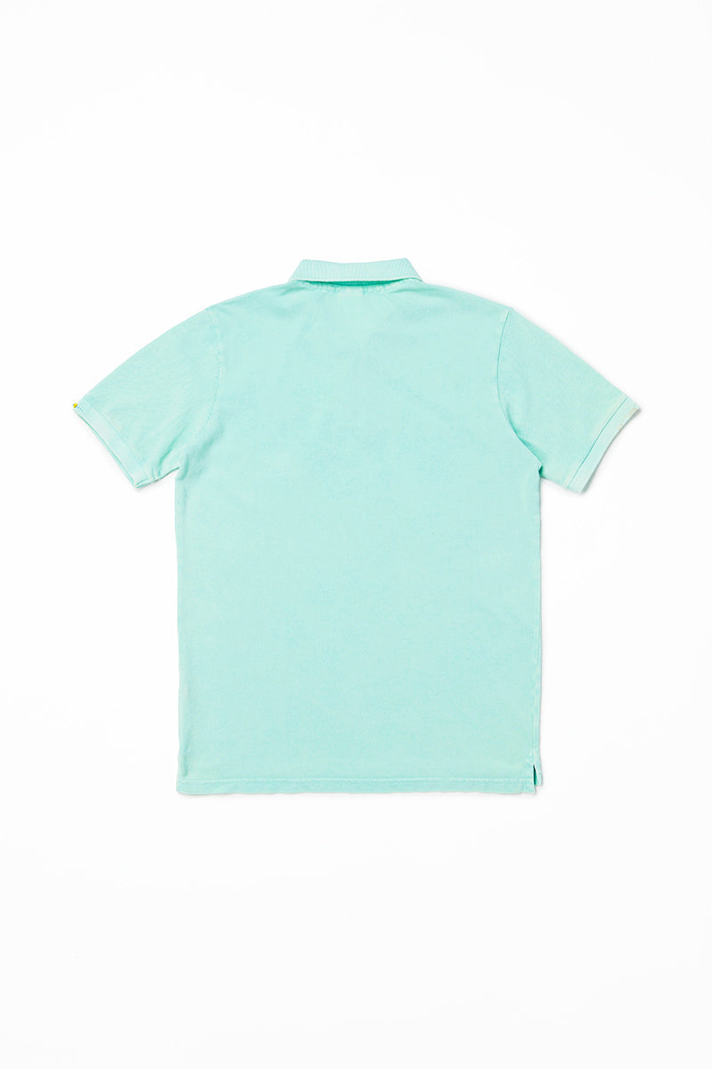 ワンポイントロゴ ハンドステッチポロシャツ Polo Shirt / CoL:ACQUA アクアブルー