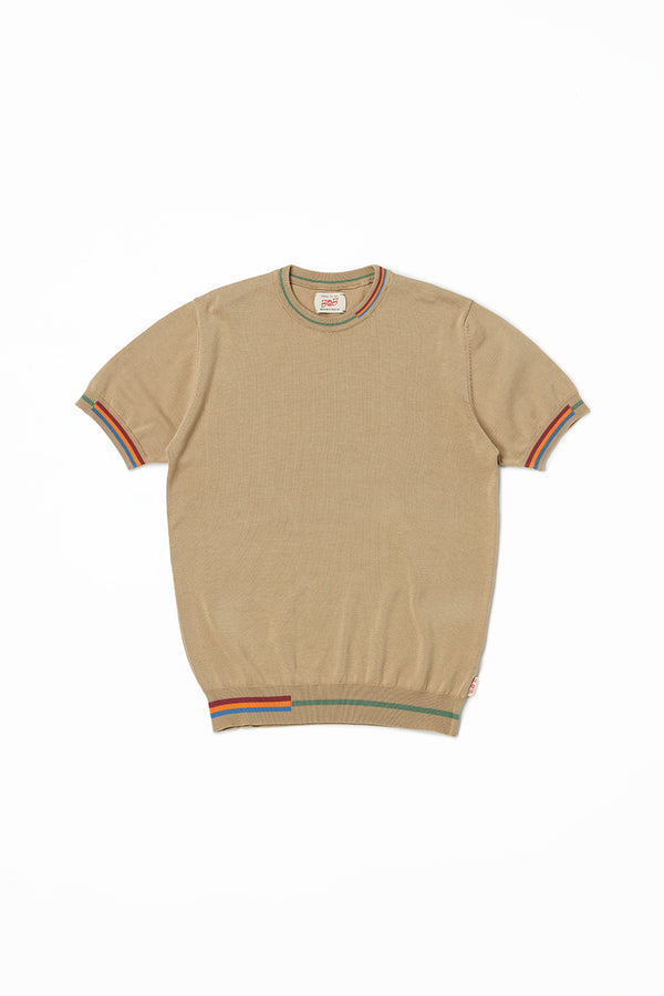 カラーブロックニットTシャツ / Col:BEIGE ベージュ