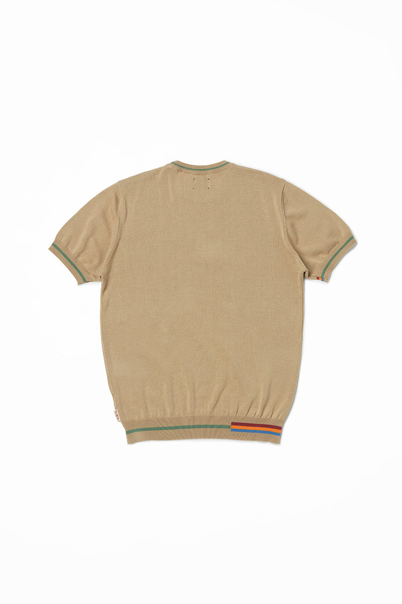 カラーブロックニットTシャツ / Col:BEIGE ベージュ
