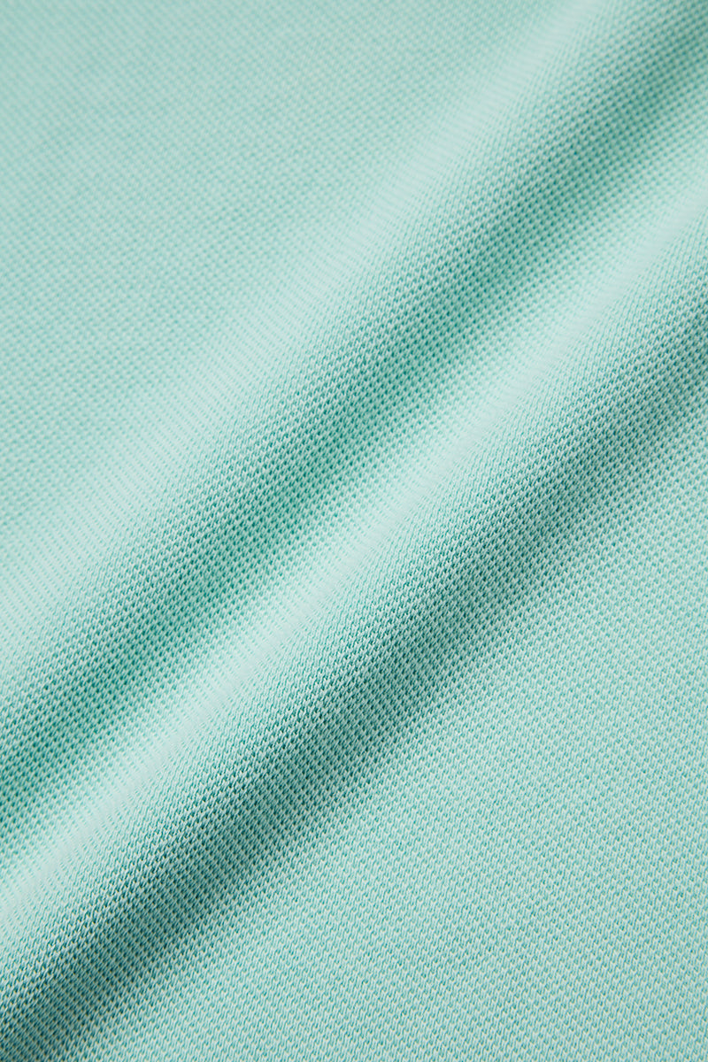 ワンポイントロゴ ハンドステッチポロシャツ Polo Shirt / CoL:ACQUA アクアブルー