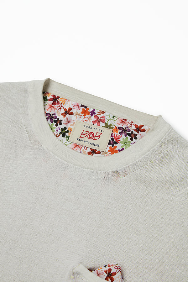 ガーメントダイニットTシャツ / Col:GESSO チョークホワイト