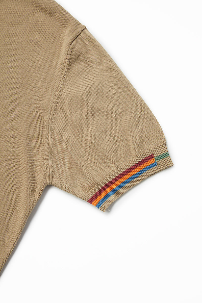 カラーブロックニットTシャツ / Col:BEIGE ベージュ