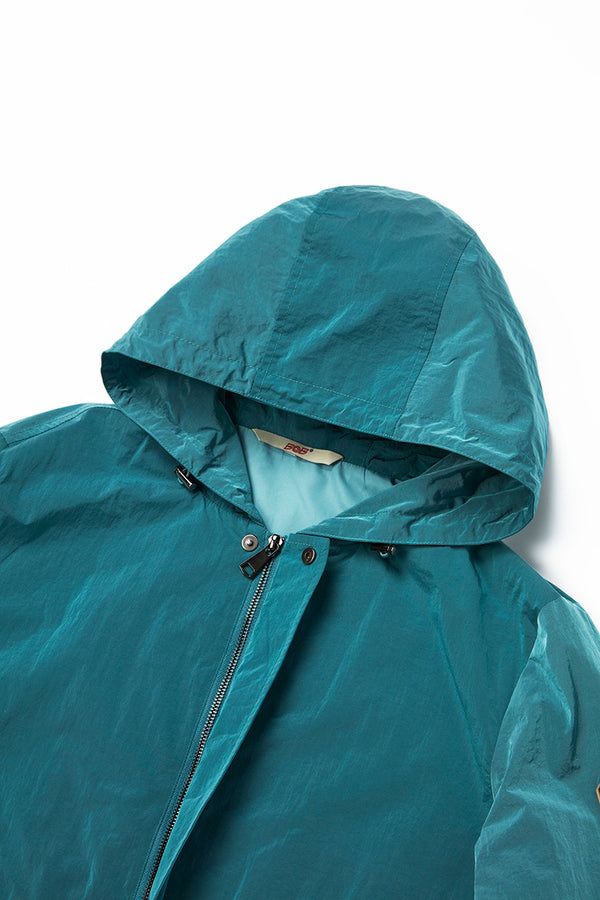 テクニカルファブリックフードブルゾン / Col:BLU ネイビー