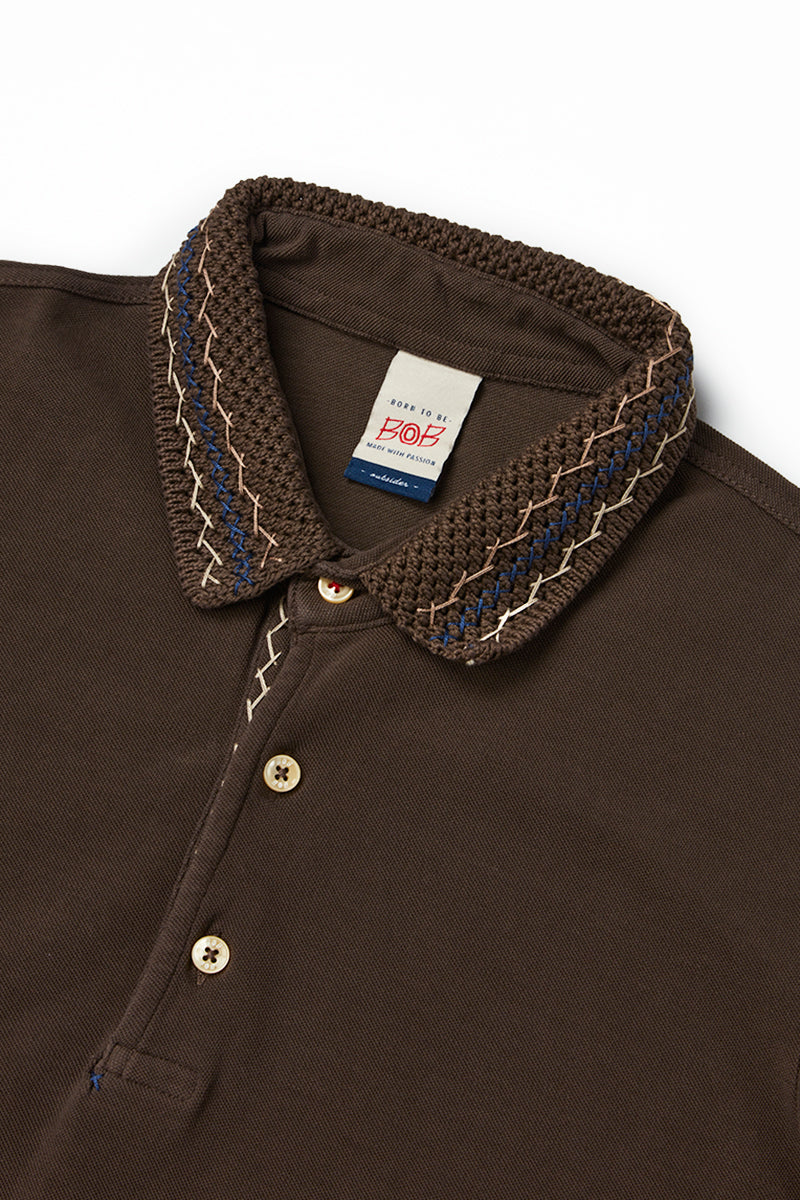 【25SS新作】Crochet Polo Shirt / CoL:MORO ブラウン系