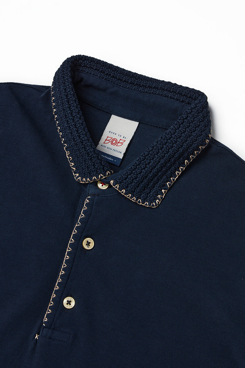 【25SS新作】Crochet Polo Shirt / CoL:NOTTE ダークネイビー